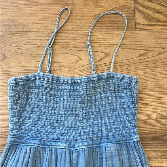 Z Supply Blue Jumpsuit with Smocked Bodice and Wide-Leg Fit - Picture 5 of 6